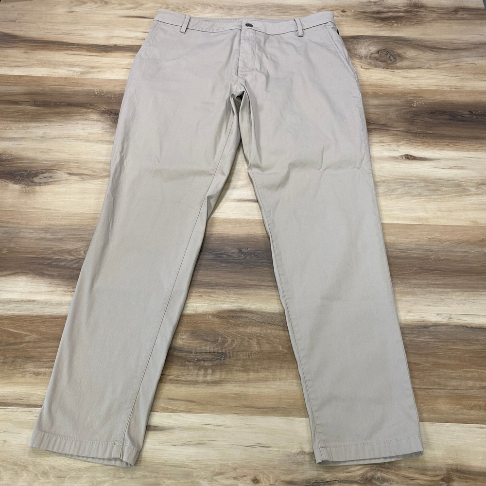 Birddogs Lined Chino Pants 34x30 Khaki Tan Cotton Blend Stretch Slim Straight
